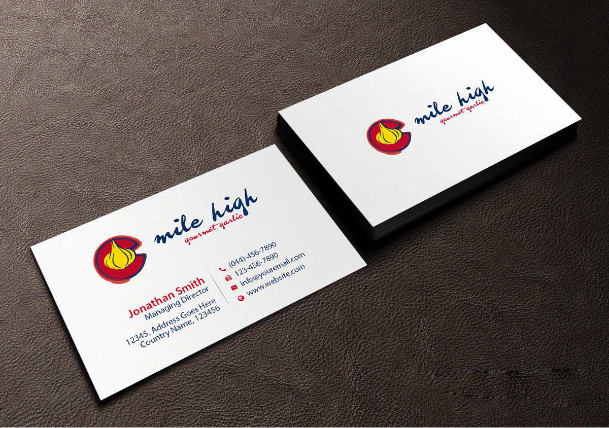 Business Card Design by Creations Box 2015 for Mile High Gourmet Garlic,LLC | Design #13654743