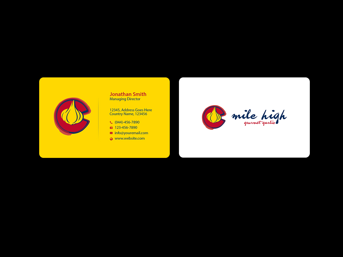 Business Card Design by Creations Box 2015 for Mile High Gourmet Garlic,LLC | Design #13654744