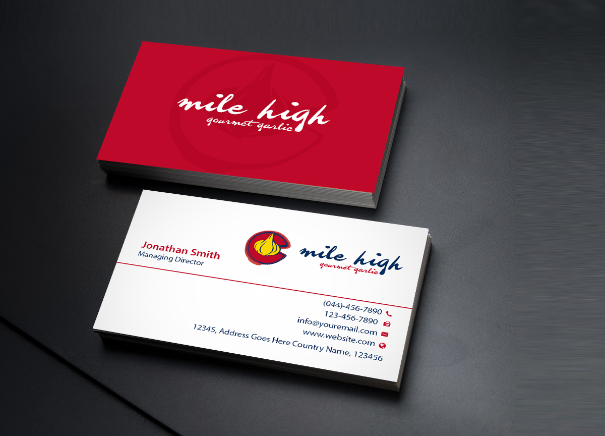 Business Card Design by Creations Box 2015 for Mile High Gourmet Garlic,LLC | Design #13654745