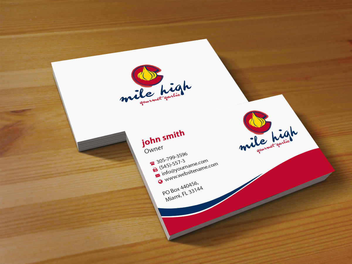 Business Card Design by Creations Box 2015 for Mile High Gourmet Garlic,LLC | Design #13654748