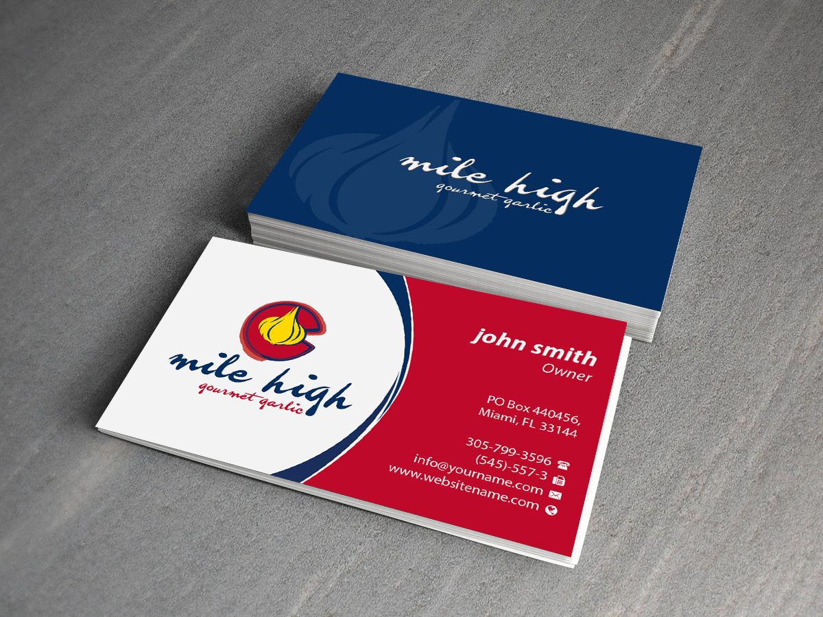 Business Card Design by Creations Box 2015 for Mile High Gourmet Garlic,LLC | Design #13654751