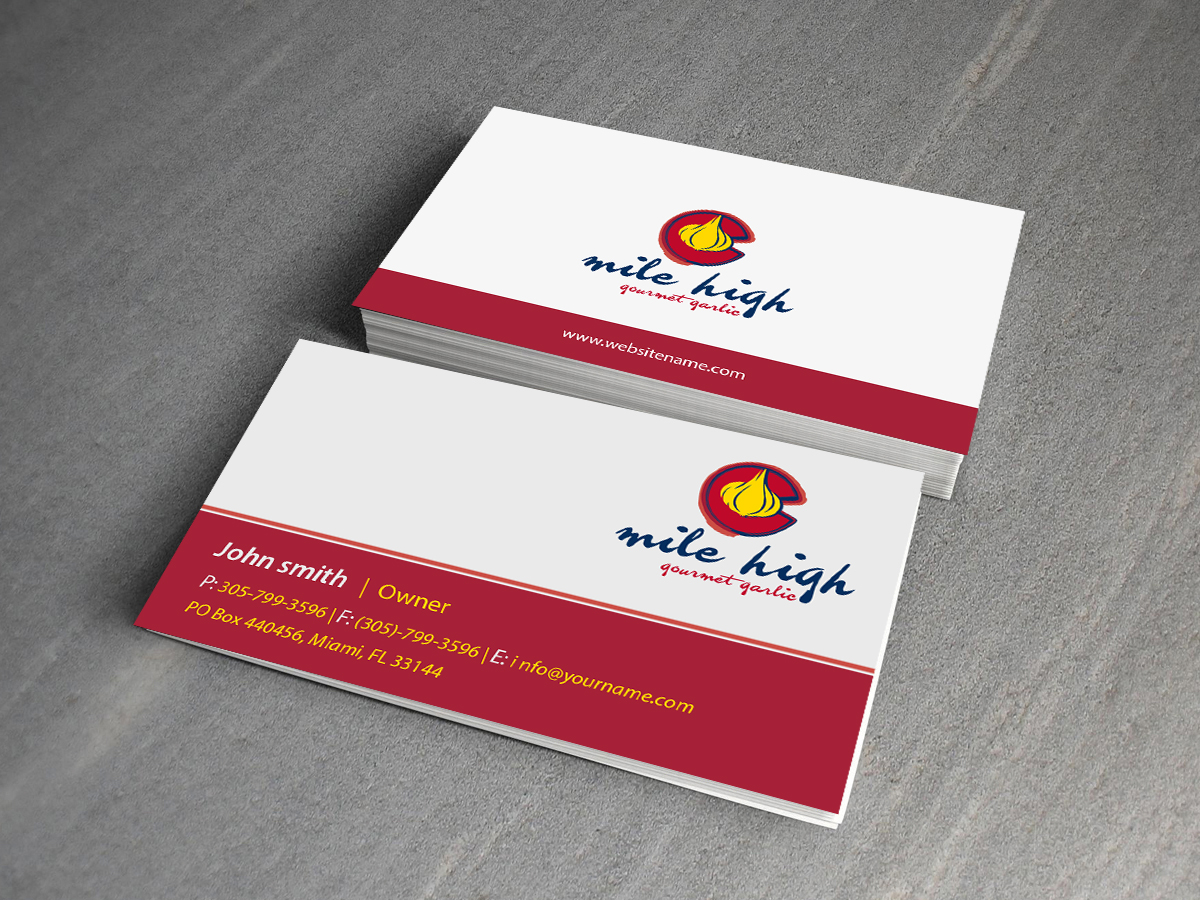 Business Card Design by Creations Box 2015 for Mile High Gourmet Garlic,LLC | Design #13654752