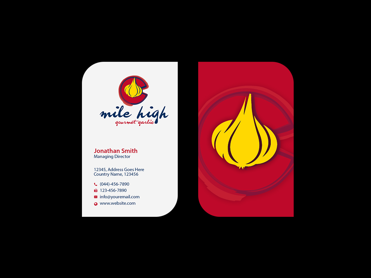 Business Card Design by Creations Box 2015 for Mile High Gourmet Garlic,LLC | Design #13654753