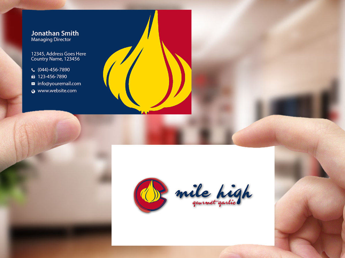 Business Card Design by Creations Box 2015 for Mile High Gourmet Garlic,LLC | Design #13654755