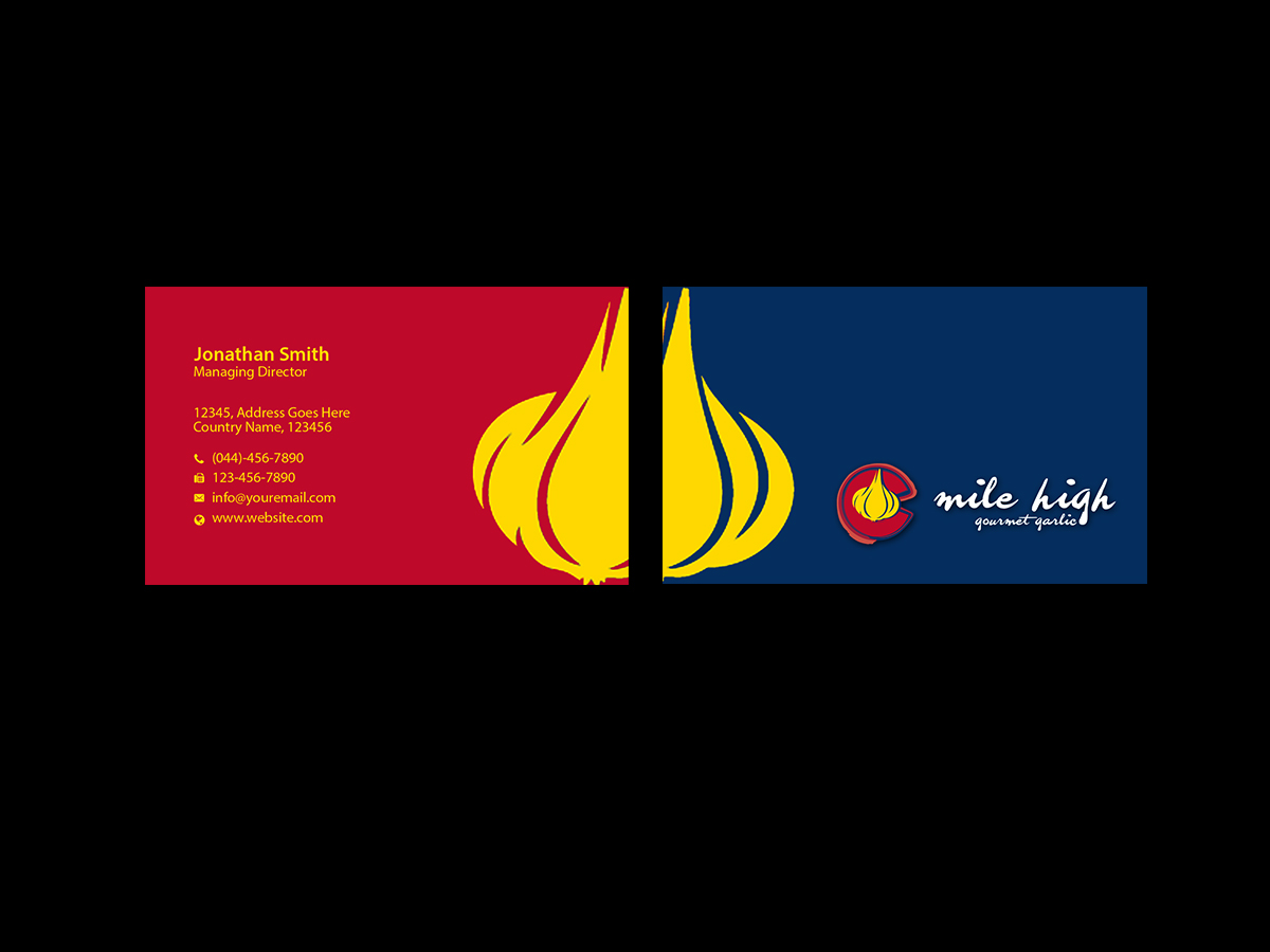 Business Card Design by Creations Box 2015 for Mile High Gourmet Garlic,LLC | Design #13654756