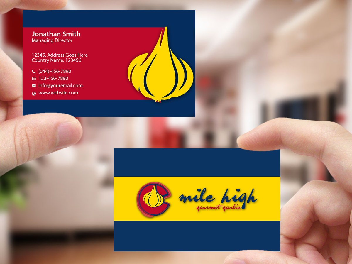 Business Card Design by Creations Box 2015 for Mile High Gourmet Garlic,LLC | Design #13654757