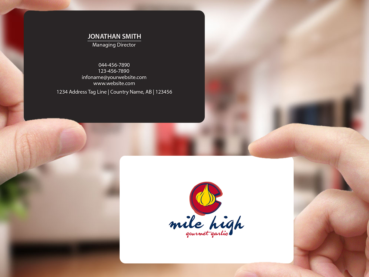 Business Card Design by Creations Box 2015 for Mile High Gourmet Garlic,LLC | Design #13654759