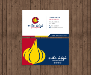 Business Card Design by chandrayaan.creative for Mile High Gourmet Garlic,LLC | Design: #13659846