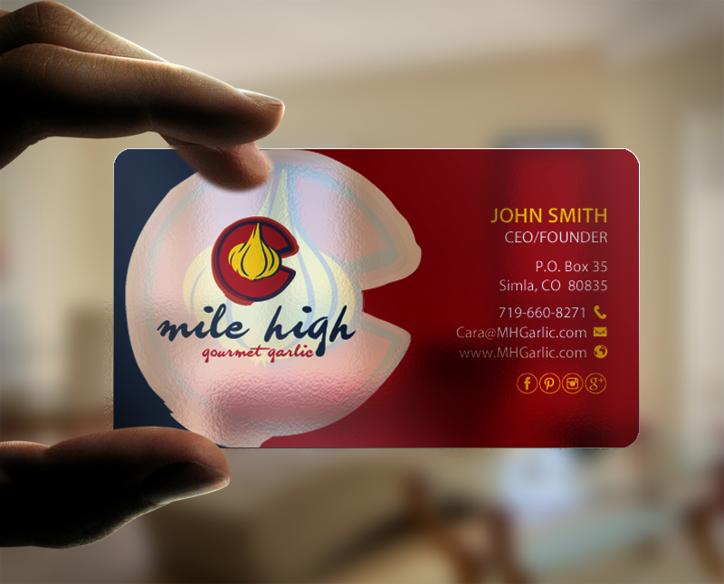 Business Card Design by chandrayaan.creative for Mile High Gourmet Garlic,LLC | Design #13659879