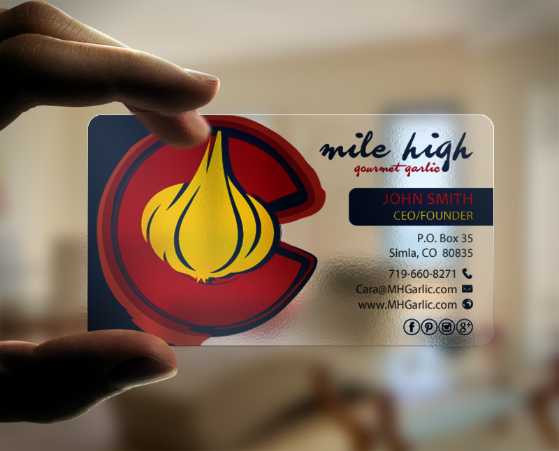 Business Card Design by chandrayaan.creative for Mile High Gourmet Garlic,LLC | Design #13659881