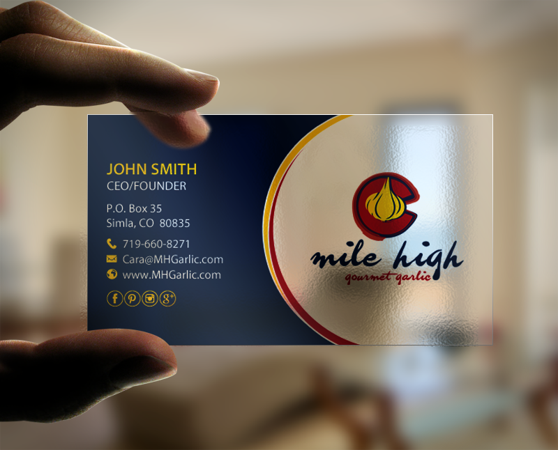 Business Card Design by chandrayaan.creative for Mile High Gourmet Garlic,LLC | Design #13660712