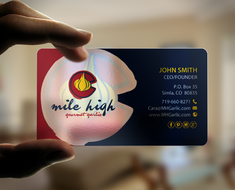 Business Card Design by chandrayaan.creative for Mile High Gourmet Garlic,LLC | Design #13660713