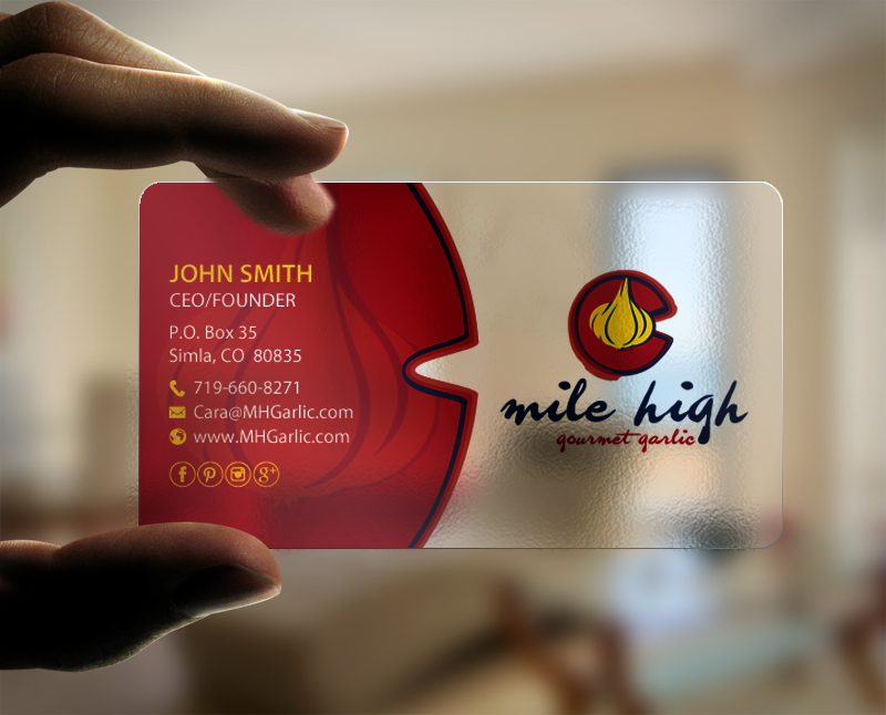 Business Card Design by chandrayaan.creative for Mile High Gourmet Garlic,LLC | Design #13660715