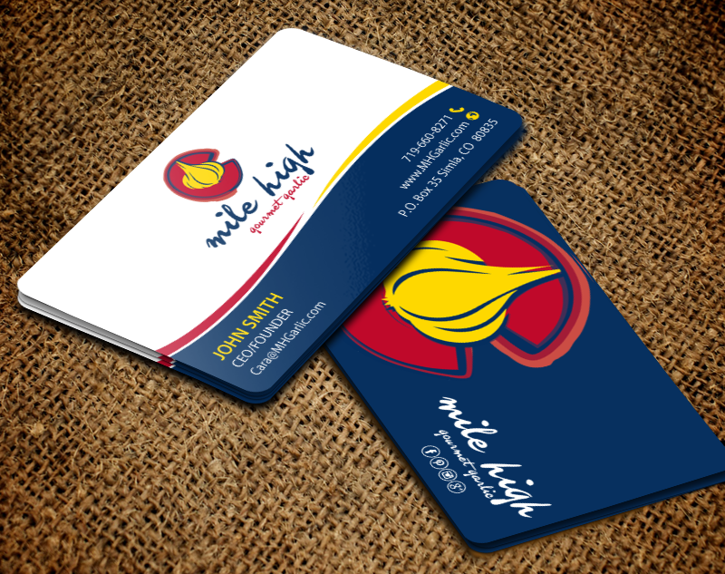 Business Card Design by chandrayaan.creative for Mile High Gourmet Garlic,LLC | Design #13661489