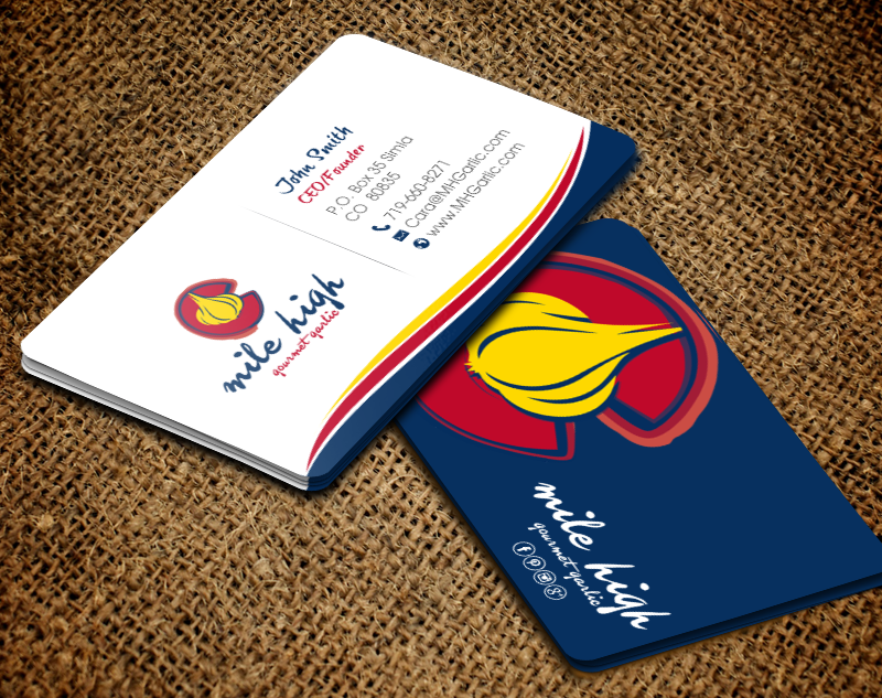 Business Card Design by chandrayaan.creative for Mile High Gourmet Garlic,LLC | Design #13661490