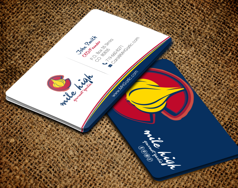 Business Card Design by chandrayaan.creative for Mile High Gourmet Garlic,LLC | Design #13661506