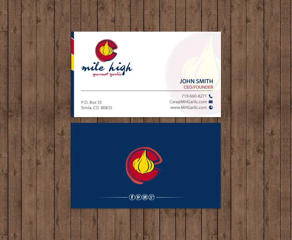 Business Card Design by chandrayaan.creative for Mile High Gourmet Garlic,LLC | Design #13661507