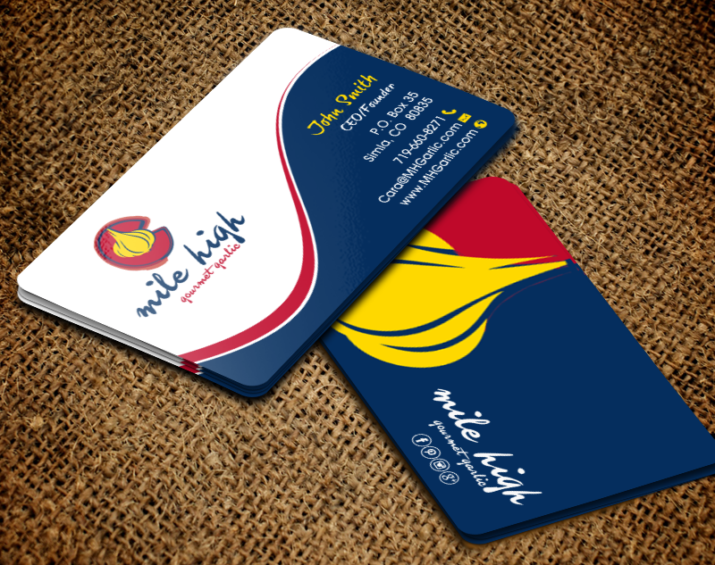 Business Card Design by chandrayaan.creative for Mile High Gourmet Garlic,LLC | Design #13661516