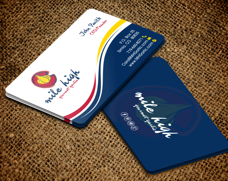 Business Card Design by chandrayaan.creative for Mile High Gourmet Garlic,LLC | Design #13661518