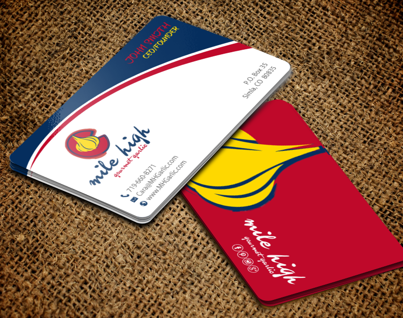 Business Card Design by chandrayaan.creative for Mile High Gourmet Garlic,LLC | Design #13661529