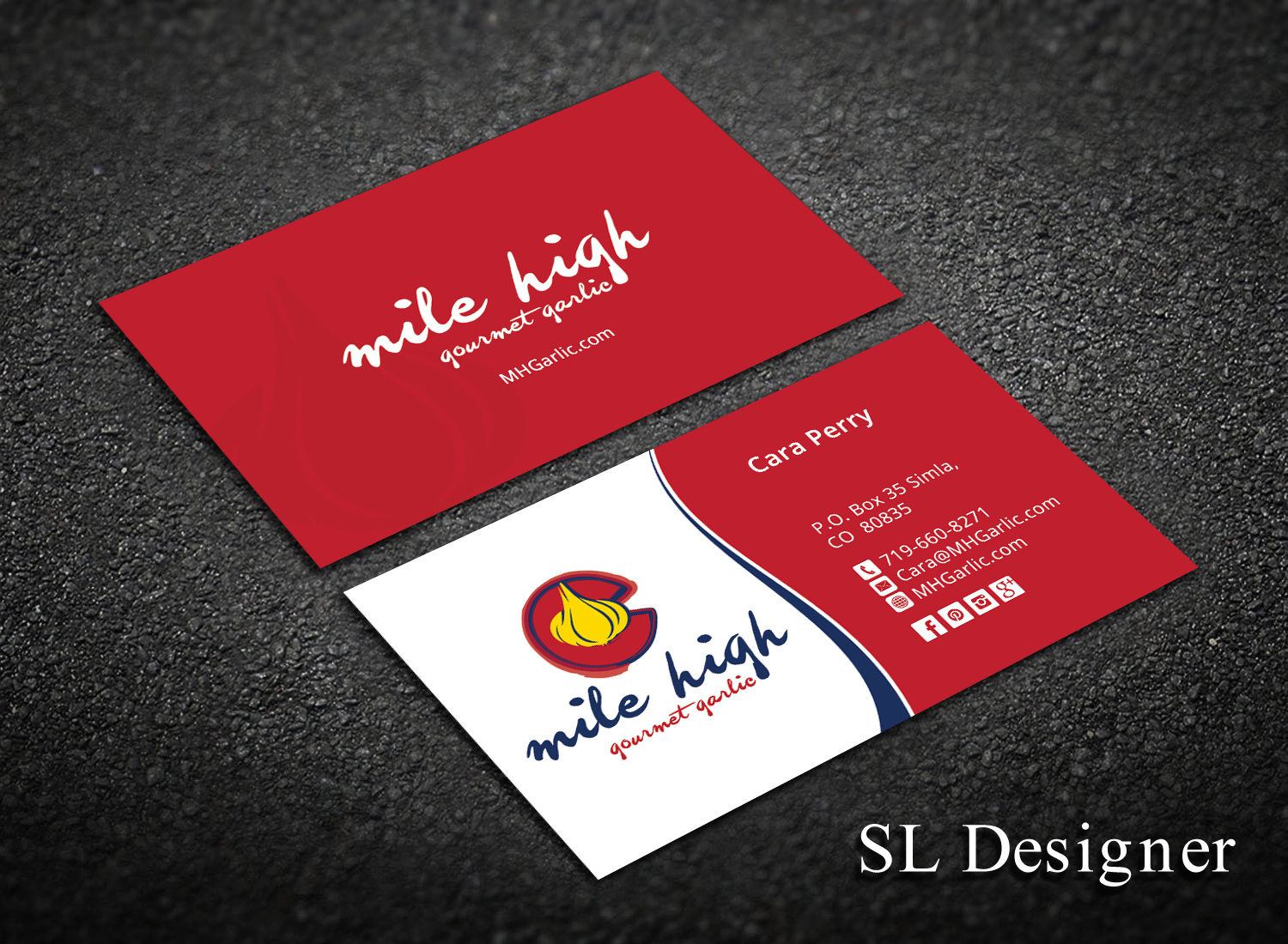 Business Card Design by SL Designer for Mile High Gourmet Garlic,LLC | Design #13670444
