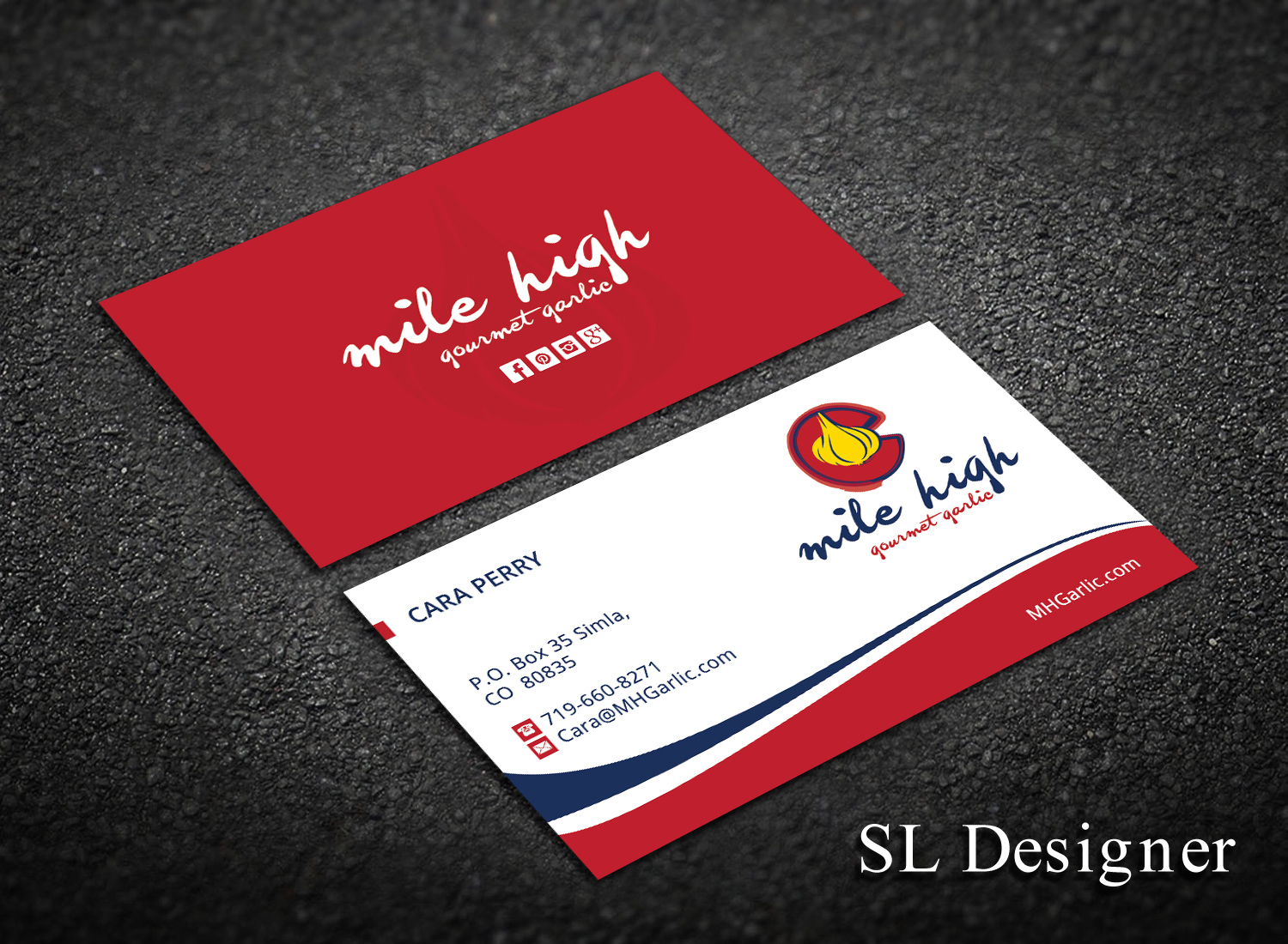 Business Card Design by SL Designer for Mile High Gourmet Garlic,LLC | Design #13670445