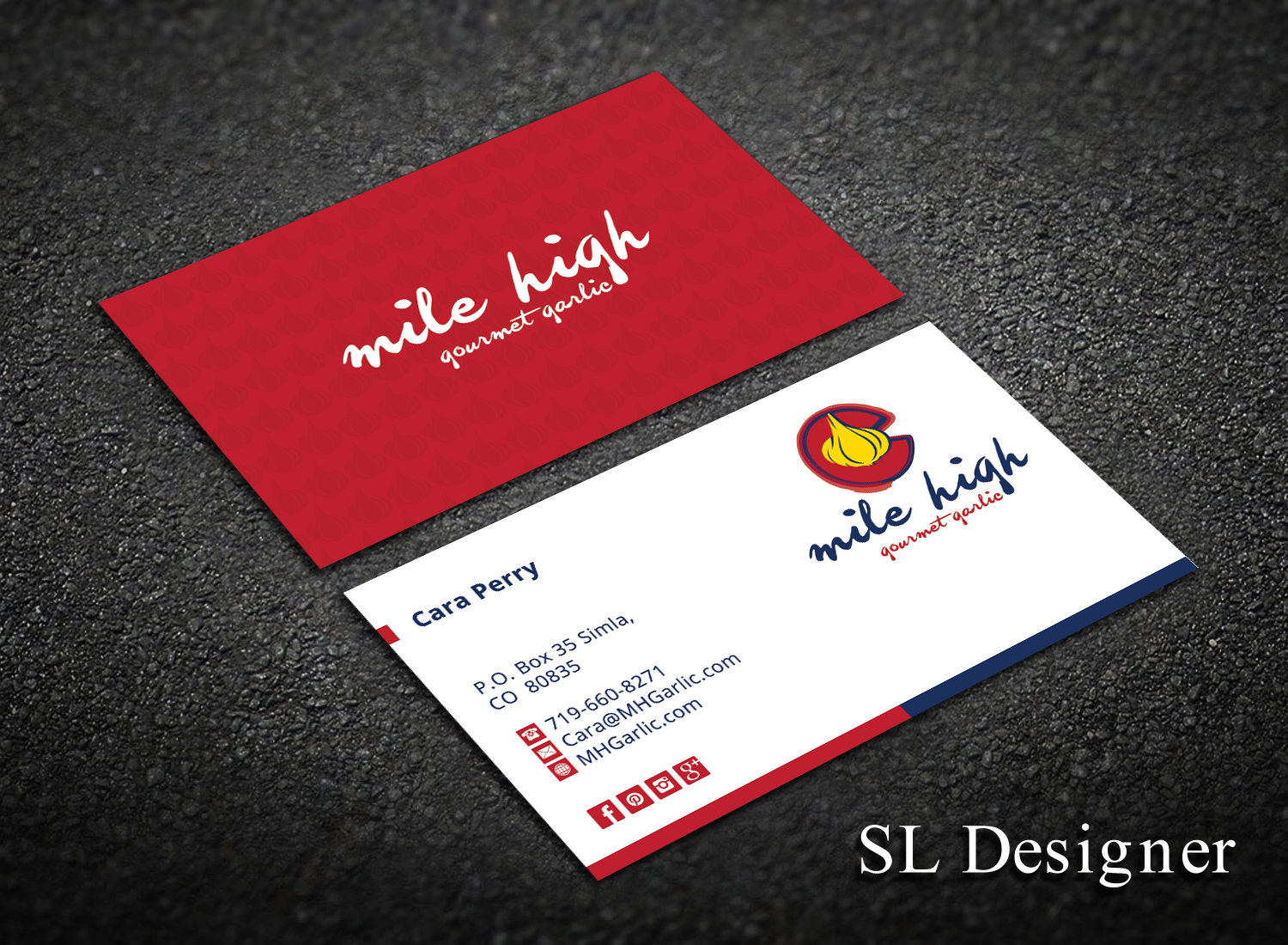 Business Card Design by SL Designer for Mile High Gourmet Garlic,LLC | Design #13670446
