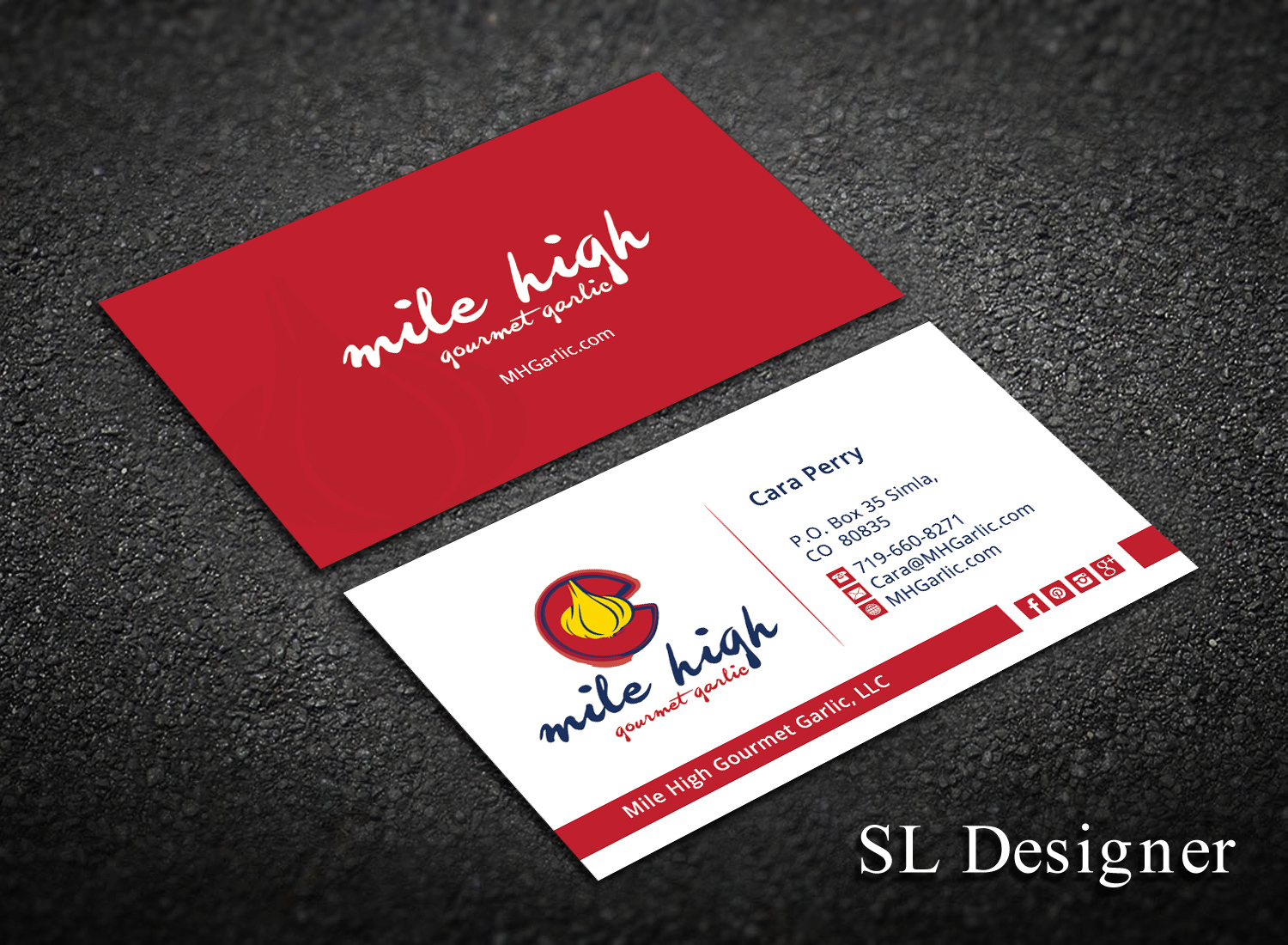 Business Card Design by SL Designer for Mile High Gourmet Garlic,LLC | Design #13670447
