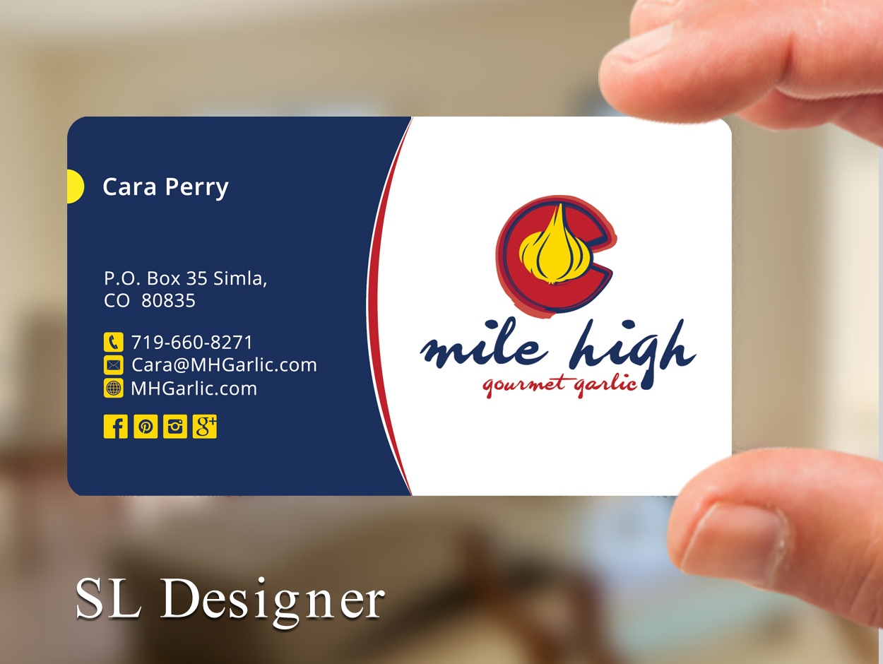 Business Card Design by SL Designer for Mile High Gourmet Garlic,LLC | Design #13670449