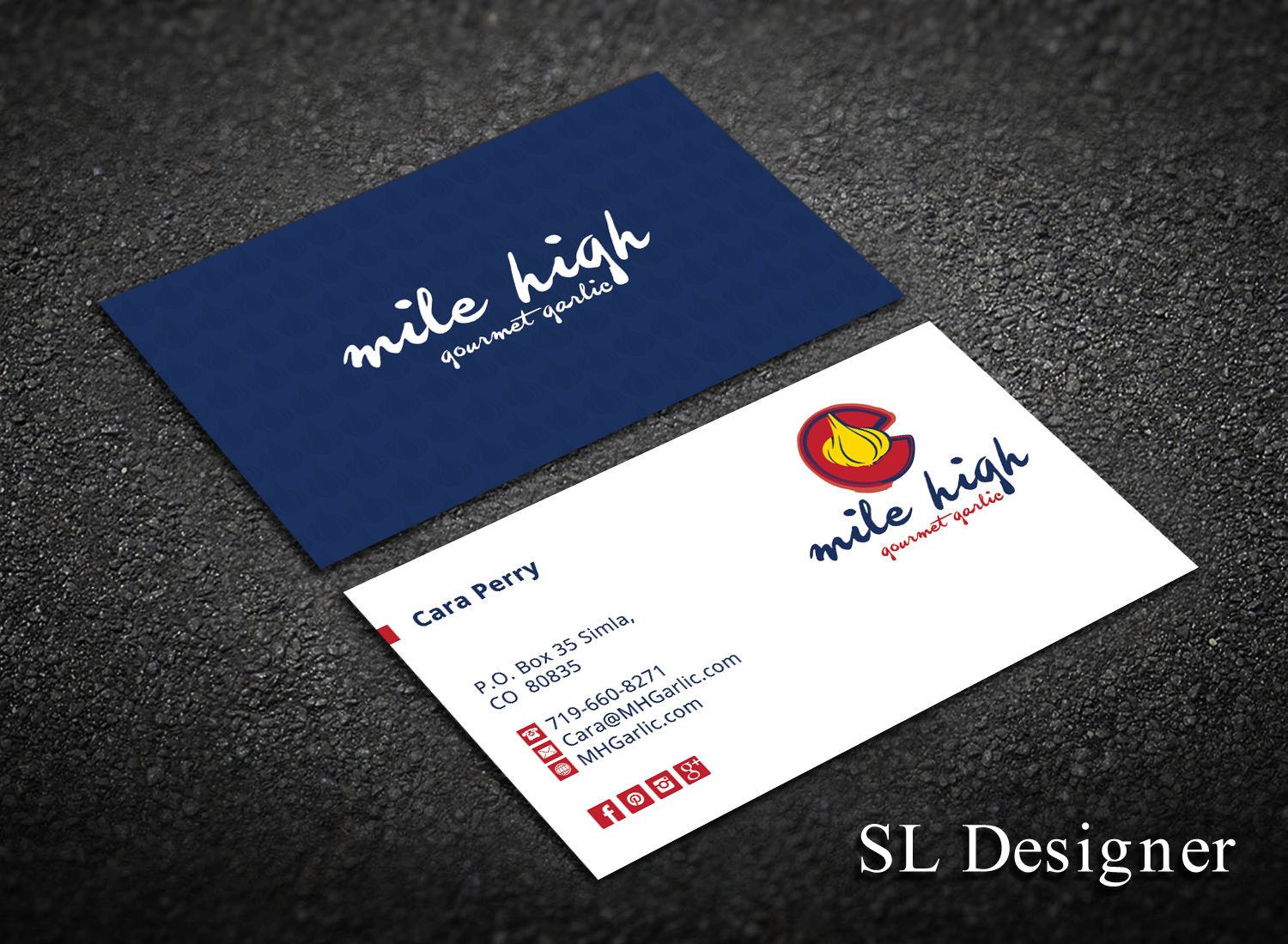 Business Card Design by SL Designer for Mile High Gourmet Garlic,LLC | Design #13670451