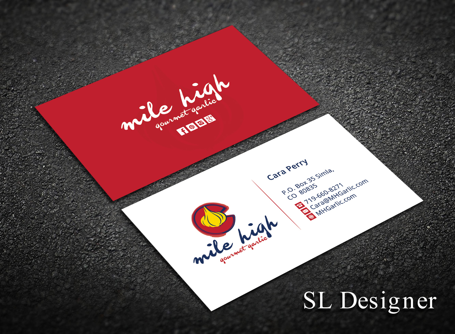 Business Card Design by SL Designer for Mile High Gourmet Garlic,LLC | Design #13670453