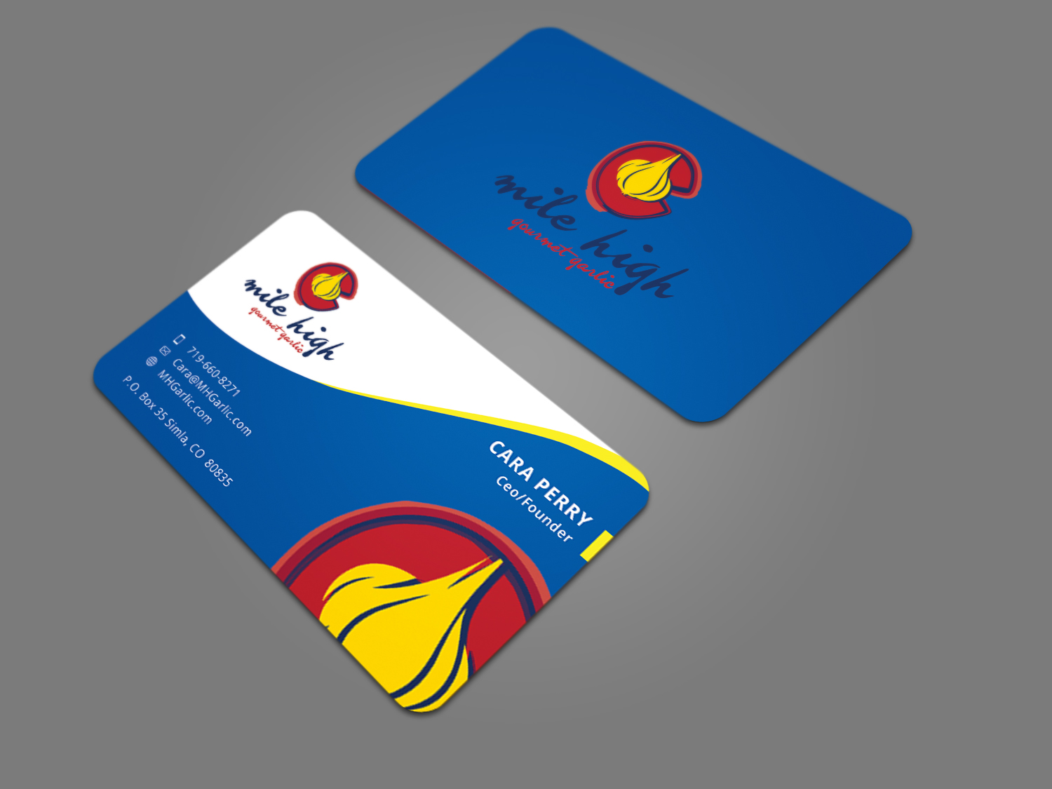 Business Card Design by Graphic Flame for Mile High Gourmet Garlic,LLC | Design #13735833