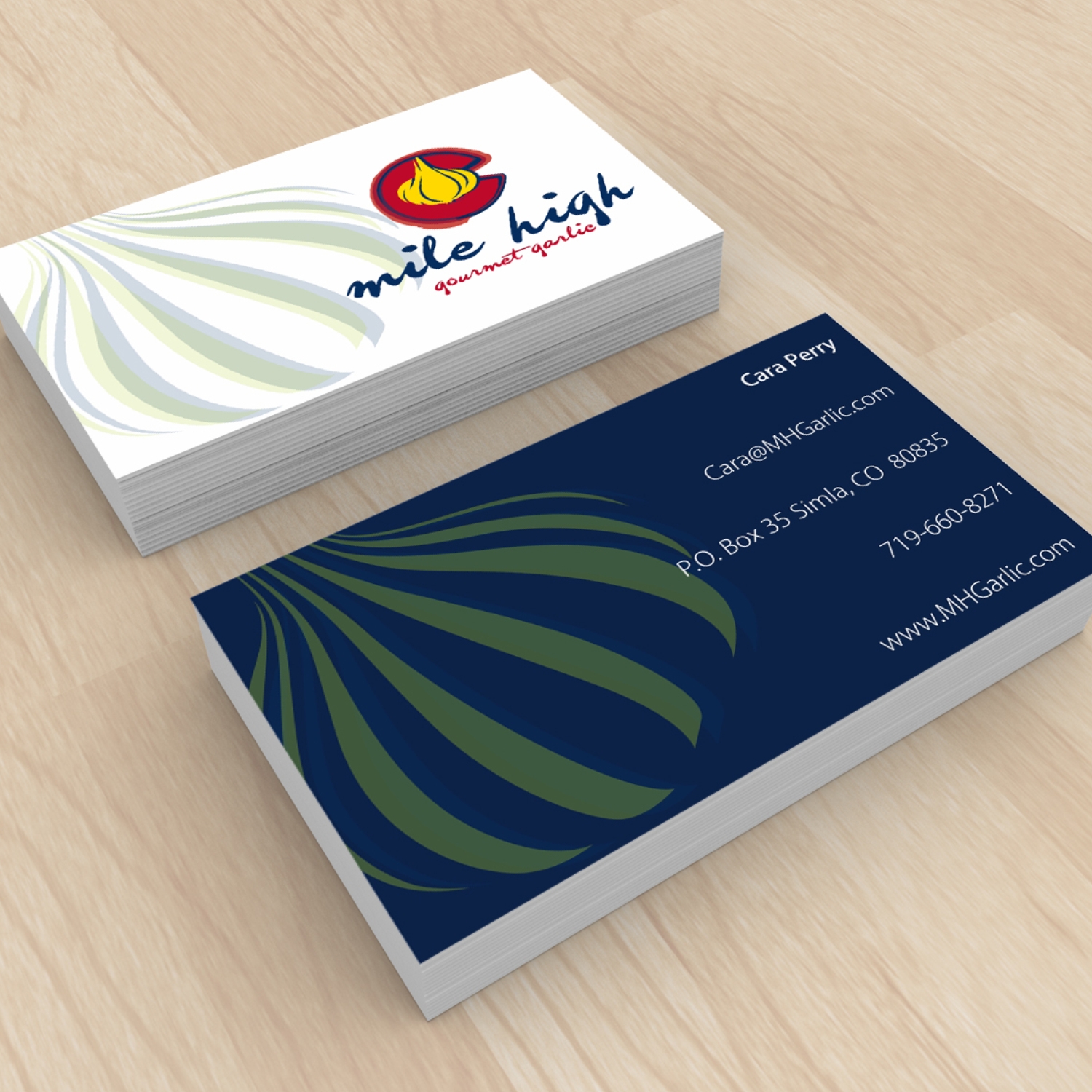 Business Card Design by sketsa for Mile High Gourmet Garlic,LLC | Design #13661985