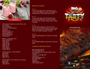 Menu Design by Moustache-Graphics for Big E'S Tasty Grille | Design: #13673075