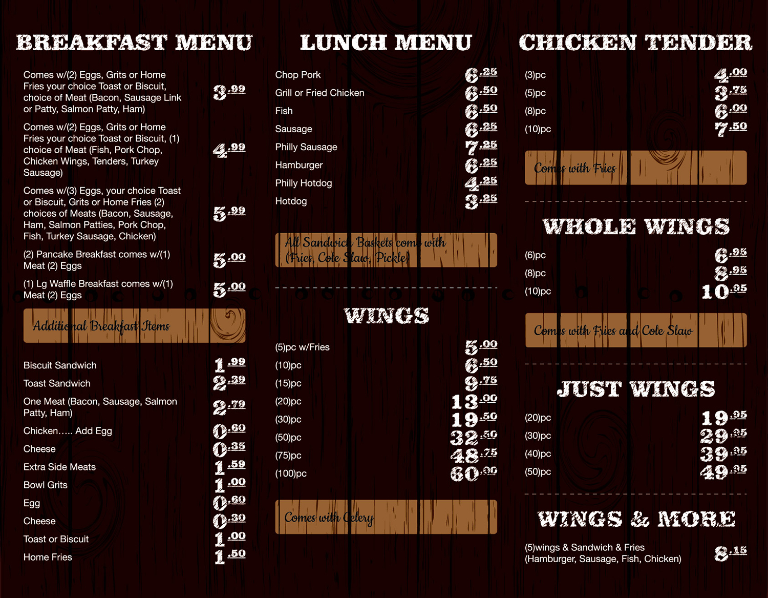 Menu Design by alex.ardelean for Big E'S Tasty Grille | Design #13801852