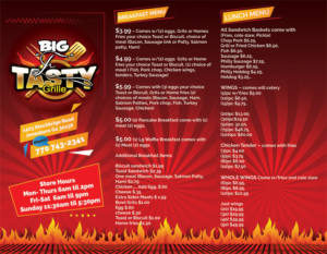 Menu Design by Vishal Vishwakarma  for Big E'S Tasty Grille | Design: #13643244