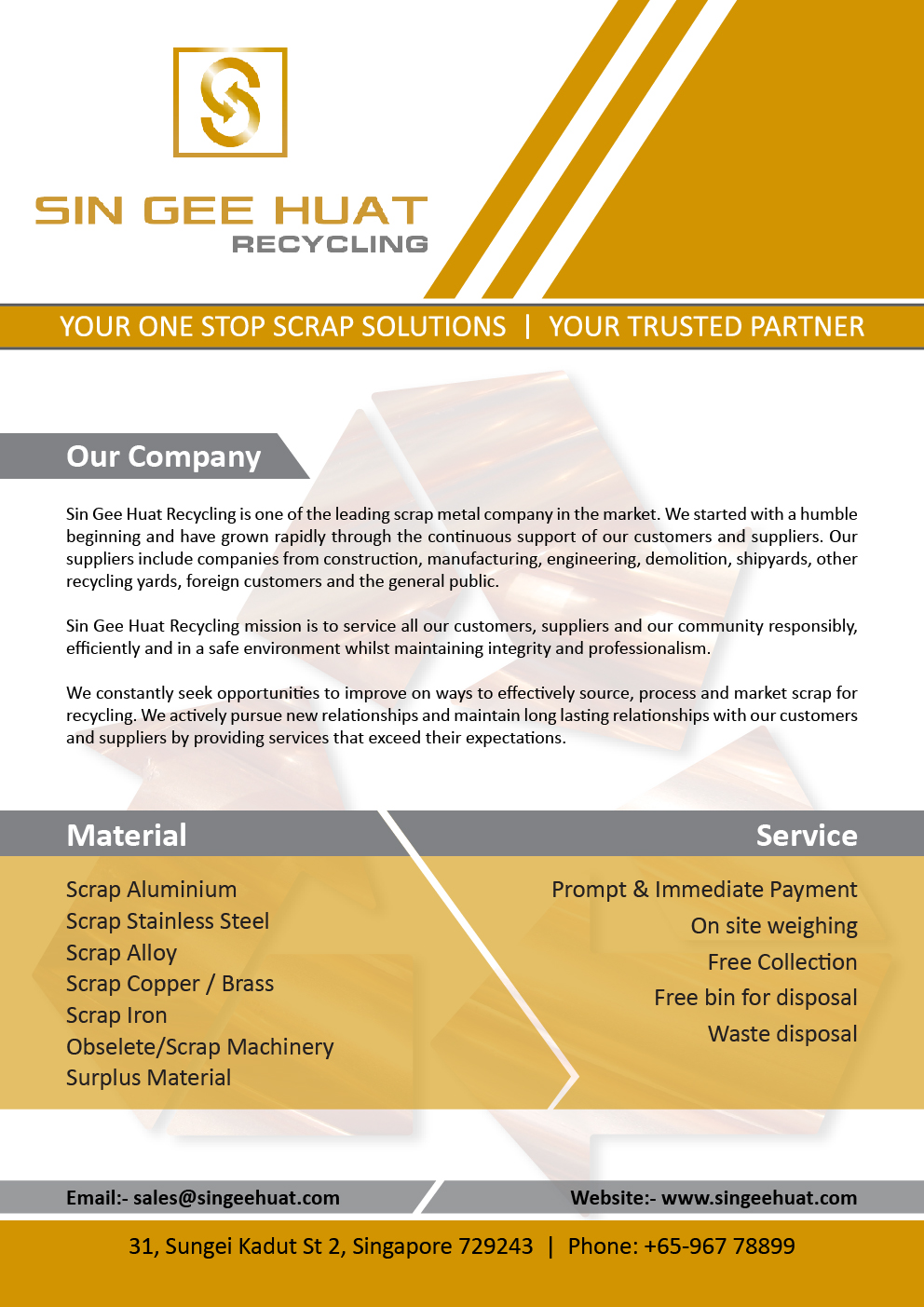 Brochure Design by Chirag Jain for Sin Gee Huat Recycling | Design #13678950