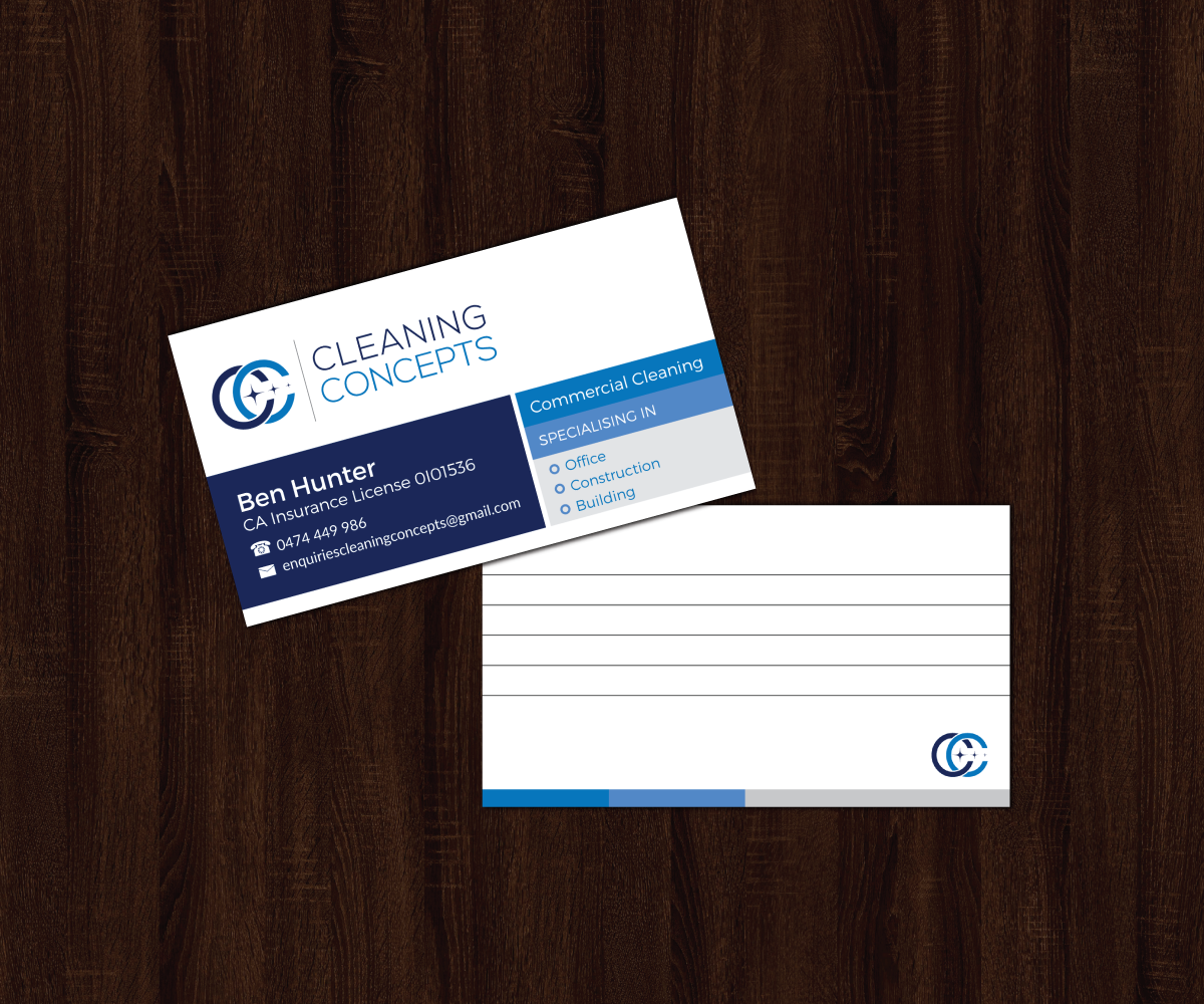 Business Card Design by JK18 for Cleaning Concepts Pty Ltd | Design #13658531