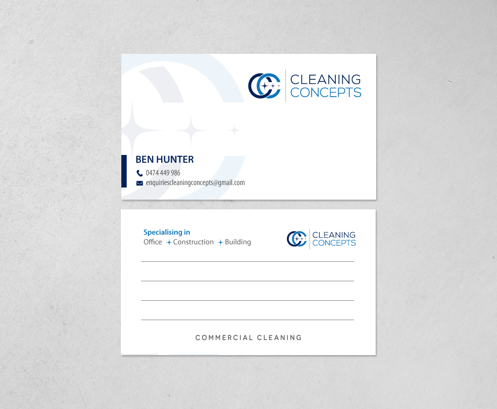 Design de Carte de Visite par chandrayaan.creative pour Cleaning Concepts Pty Ltd | Design #13666832
