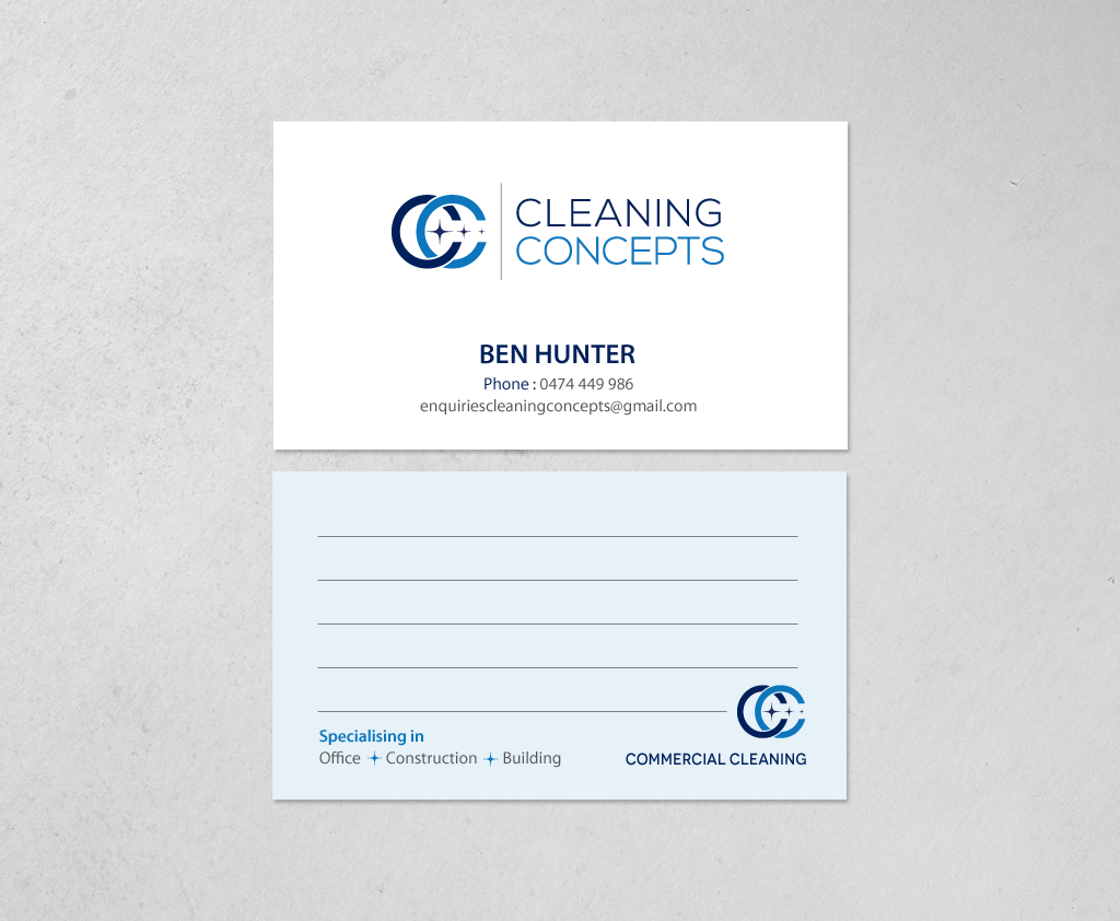 Design de Carte de Visite par chandrayaan.creative pour Cleaning Concepts Pty Ltd | Design #13666834