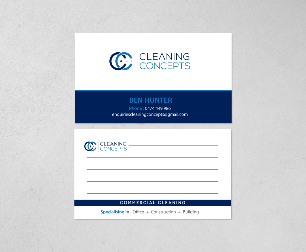 Design de Carte de Visite par chandrayaan.creative pour Cleaning Concepts Pty Ltd | Design #13666842