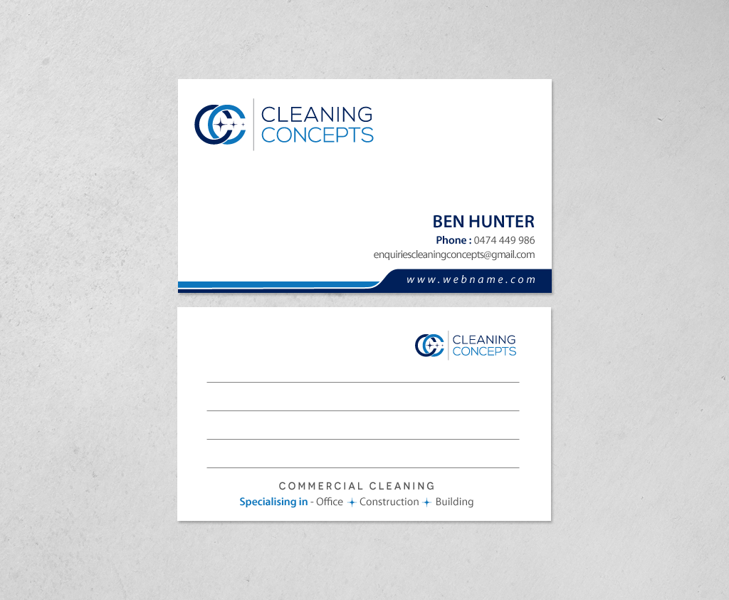 Business Card Design by chandrayaan.creative for Cleaning Concepts Pty Ltd | Design #13666861