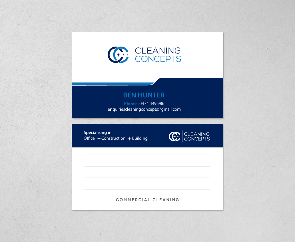 Visitenkarten-Design von chandrayaan.creative für Cleaning Concepts Pty Ltd | Design #13667585