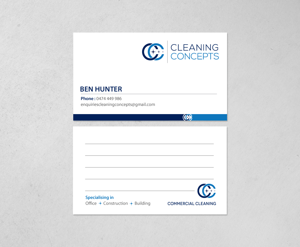 Design de Carte de Visite par chandrayaan.creative pour Cleaning Concepts Pty Ltd | Design #13667586