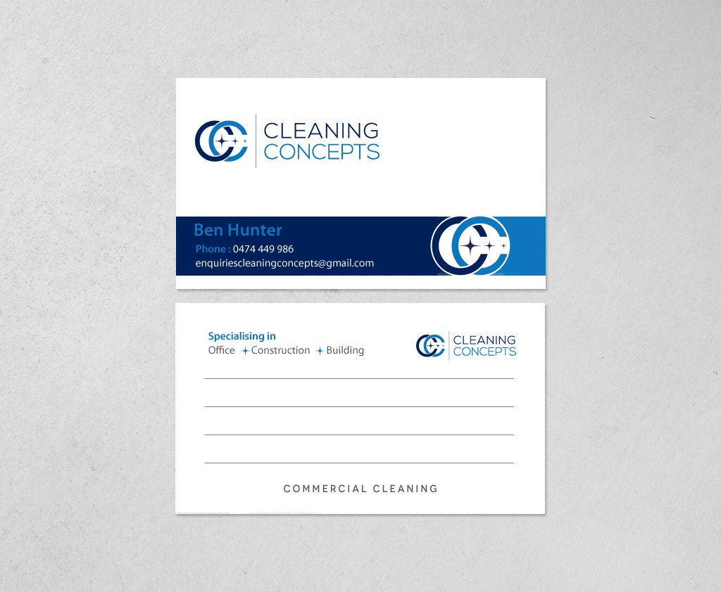 Visitenkarten-Design von chandrayaan.creative für Cleaning Concepts Pty Ltd | Design #13667587
