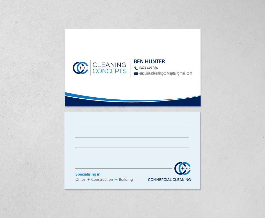 Design de Carte de Visite par chandrayaan.creative pour Cleaning Concepts Pty Ltd | Design #13667652