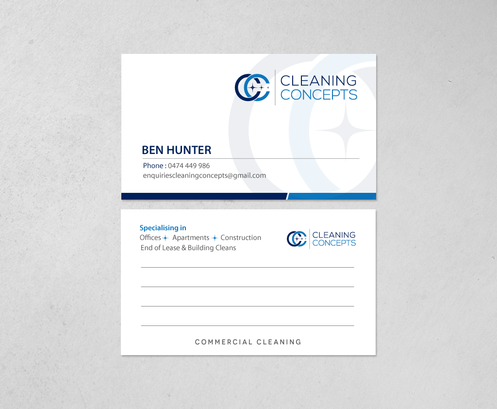 Design de Carte de Visite par chandrayaan.creative pour Cleaning Concepts Pty Ltd | Design #13683419