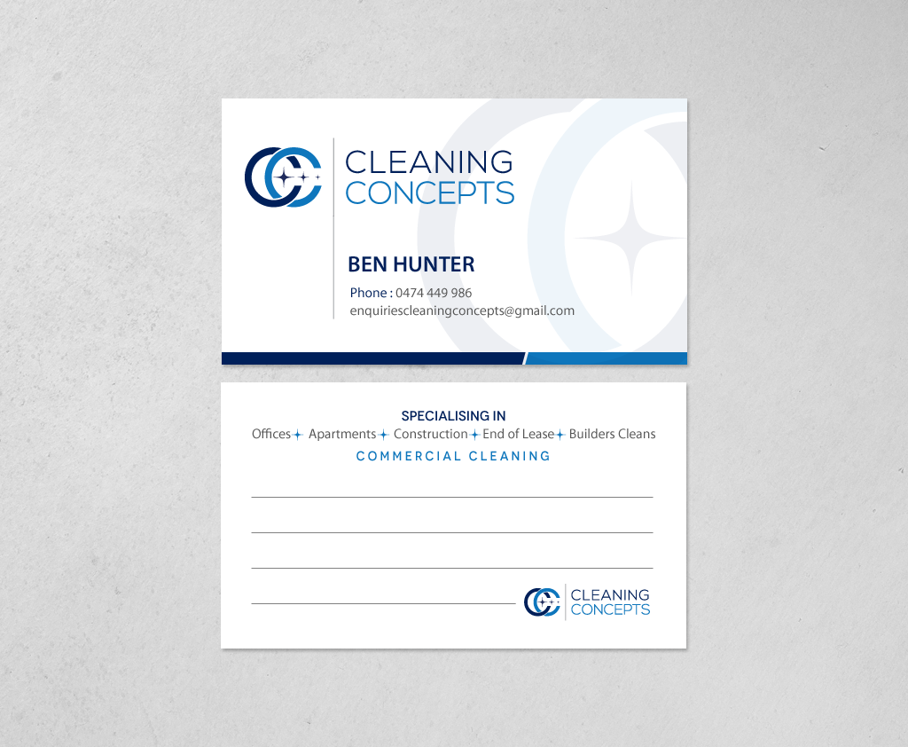 Visitenkarten-Design von chandrayaan.creative für Cleaning Concepts Pty Ltd | Design #13687656