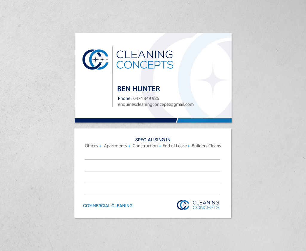 Visitenkarten-Design von chandrayaan.creative für Cleaning Concepts Pty Ltd | Design #13687657