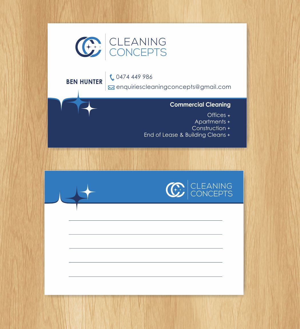 Visitenkarten-Design von IneseRo für Cleaning Concepts Pty Ltd | Design #13653674